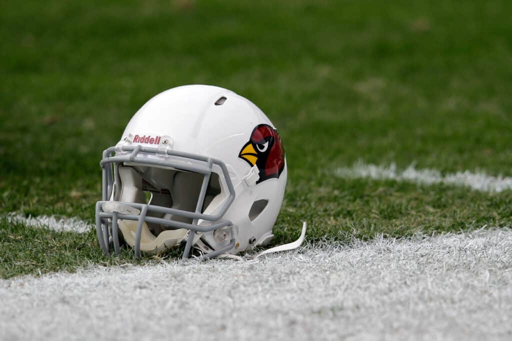 A Arizona Cardinals helmet sits on the field before the start of the Cardinals game against the Philadelphia Eagles at Lincoln Financial Field on November 13, 2011 in Philadelphia, Pennsylvania. The Cardinals won 21-17.