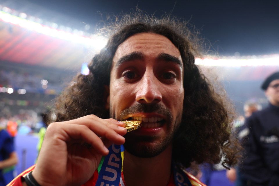 Cucurella had fun parading his success - especially to some of his Chelsea teammates