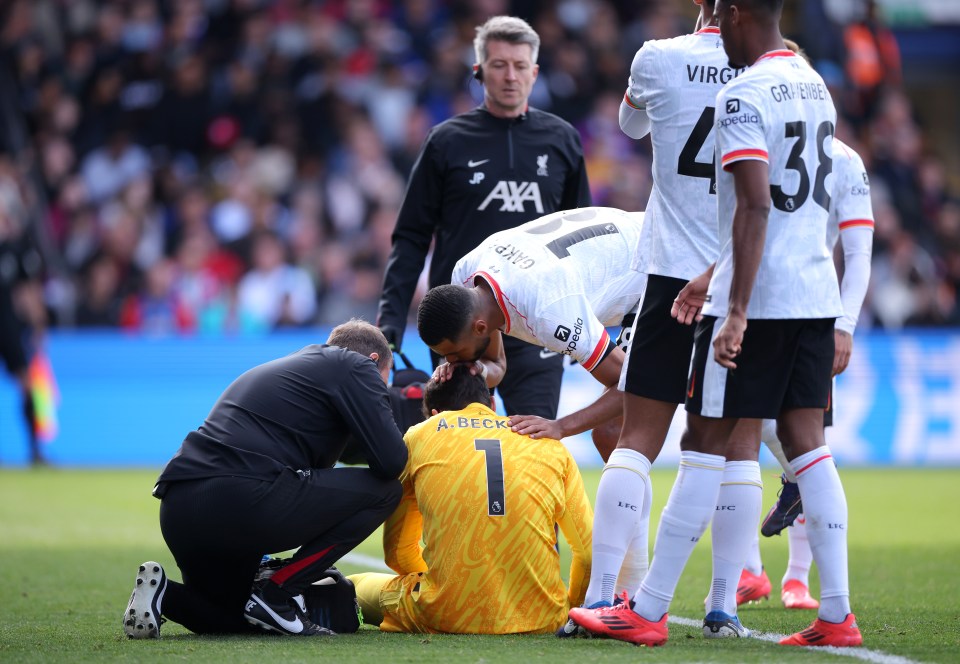 Alisson was forced off at Palace after picking up a hamstring injury