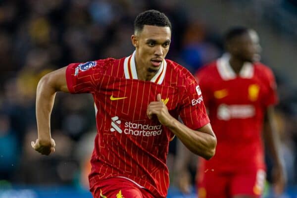 WOLVERHAMPTON, ENGLAND - Saturday, September 28, 2024: Liverpool's Trent Alexander-Arnold during the FA Premier League match between Wolverhampton Wanderers FC and Liverpool FC at Molineux Stadium. (Photo by David Rawcliffe/Propaganda)