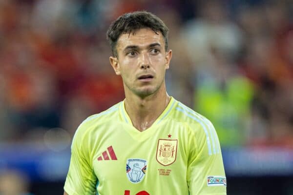 DÜSSELDORF, GERMANY - Monday, June 24, 2024: Spain's Martín Zubimendi during the UEFA Euro 2024 Group B match between Albania and Spain at the Düsseldorf Arena. (Photo by David Rawcliffe/Propaganda)