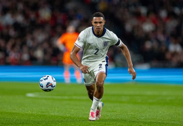 LONDON, ENGLAND - Tuesday, September 10, 2024: England's Trent Alexander-Arnold during the UEFA Nations League League B Group B2 game between England and Finland at Wembley Stadium. (Photo by David Rawcliffe/Propaganda)