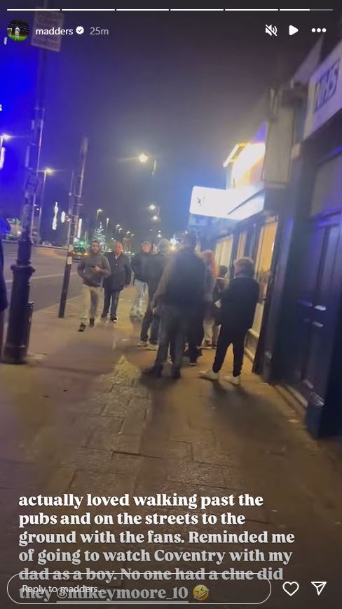 Tottenham fans outside the stadium didn't have a clue Maddison and Moore were walking around outside