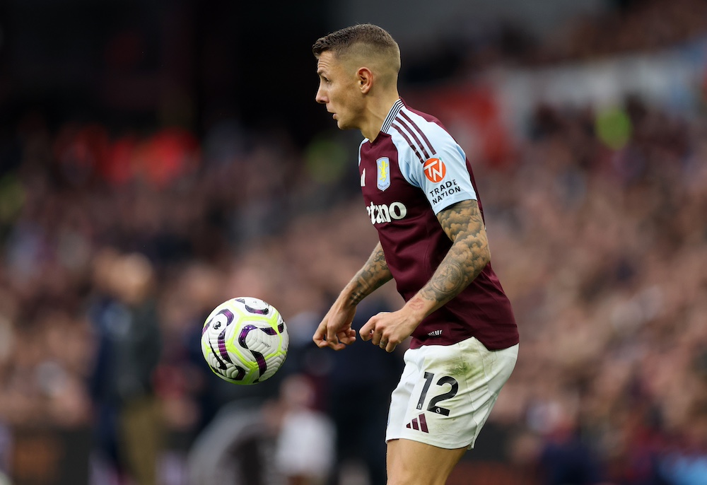 Lucas Digne in action for Aston Villa.