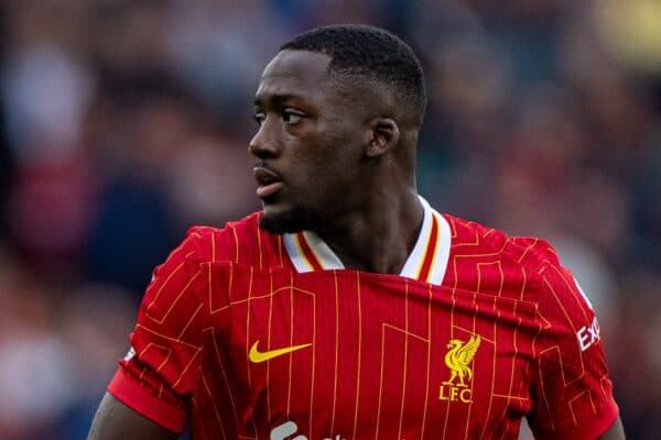 LIVERPOOL, ENGLAND - Sunday, August 25, 2024: Liverpool's Ibrahima Konaté during the FA Premier League match between Liverpool FC and Brentford FC at Anfield. Liverpool won 2-0. (Photo by David Rawcliffe/Propaganda)