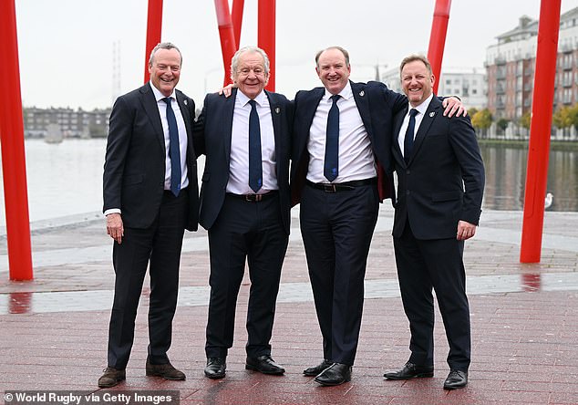 Robinson (second-right) will replace outgoing Sir Bill Beaumont (second-left) in the role