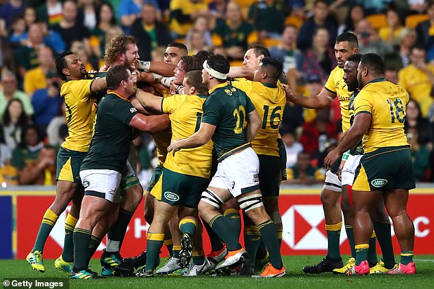 On a clash with a whole pack of Australians in 2018, Snyman (2nd left) said: 'I found it so funny'