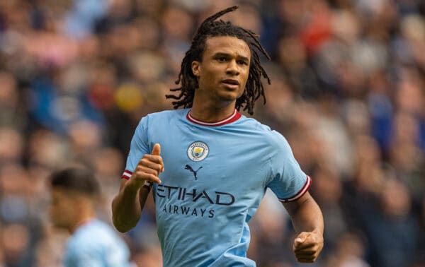 MANCHESTER, ENGLAND - Saturday, October 8, 2022: Manchester City's Nathan Aké during the FA Premier League match between Manchester City FC and Southampton FC at the Etihad Stadium. (Pic by David Rawcliffe/Propaganda)