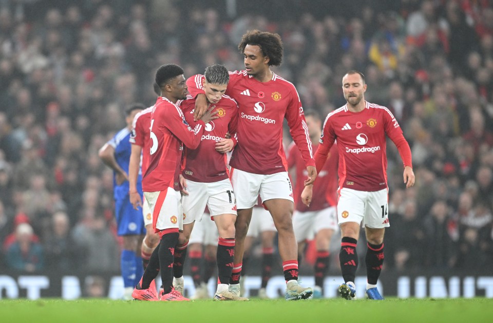 Garnacho was then mobbed by the rest of his teammates after putting United 3-0 up