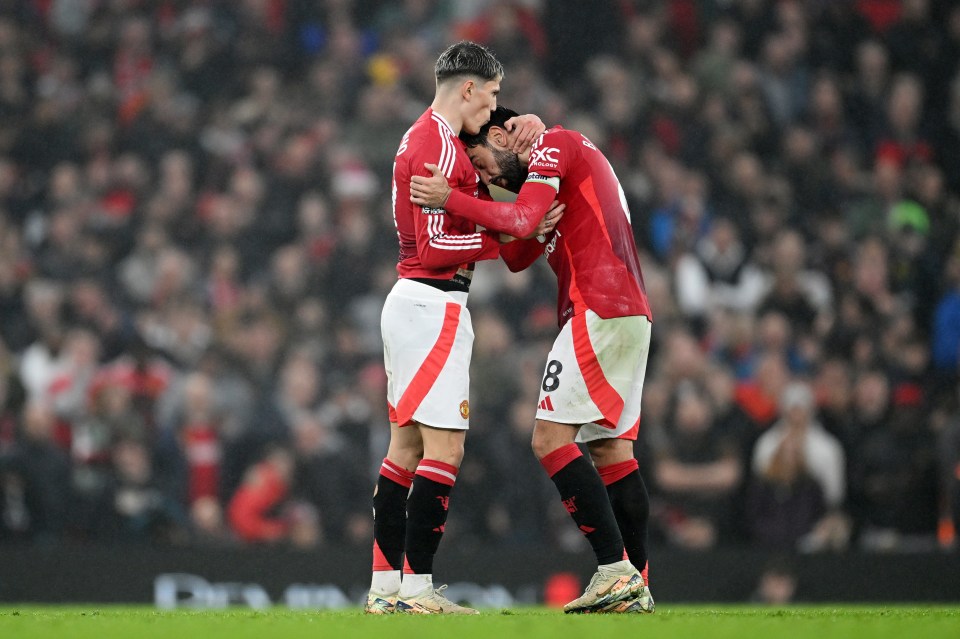 On the pitch, Fernandes tried to console Garnacho