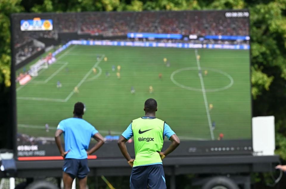 The innovative use of the technology allows Chelsea players to go over incidents on the training pitch