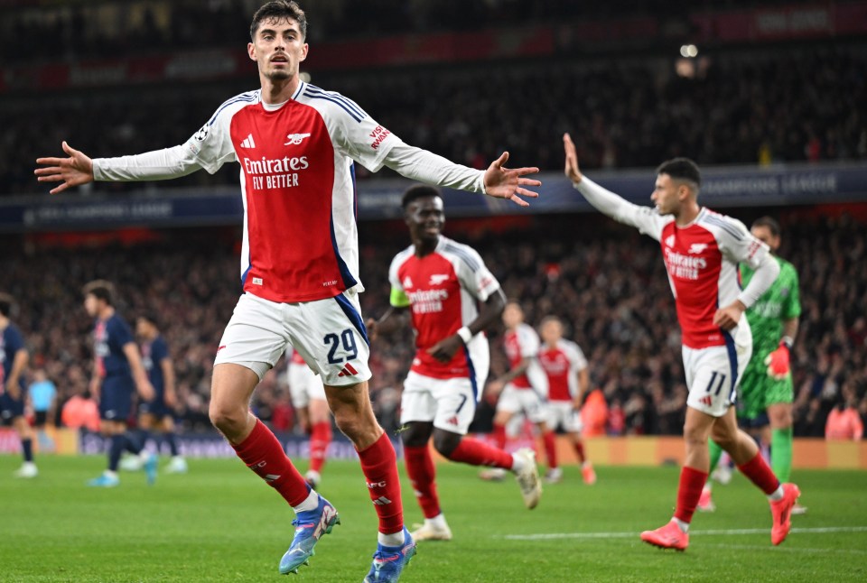 Havertz scored his first goal in Europe this season in a 2-0 win over Paris Saint-Germain in the Champions League