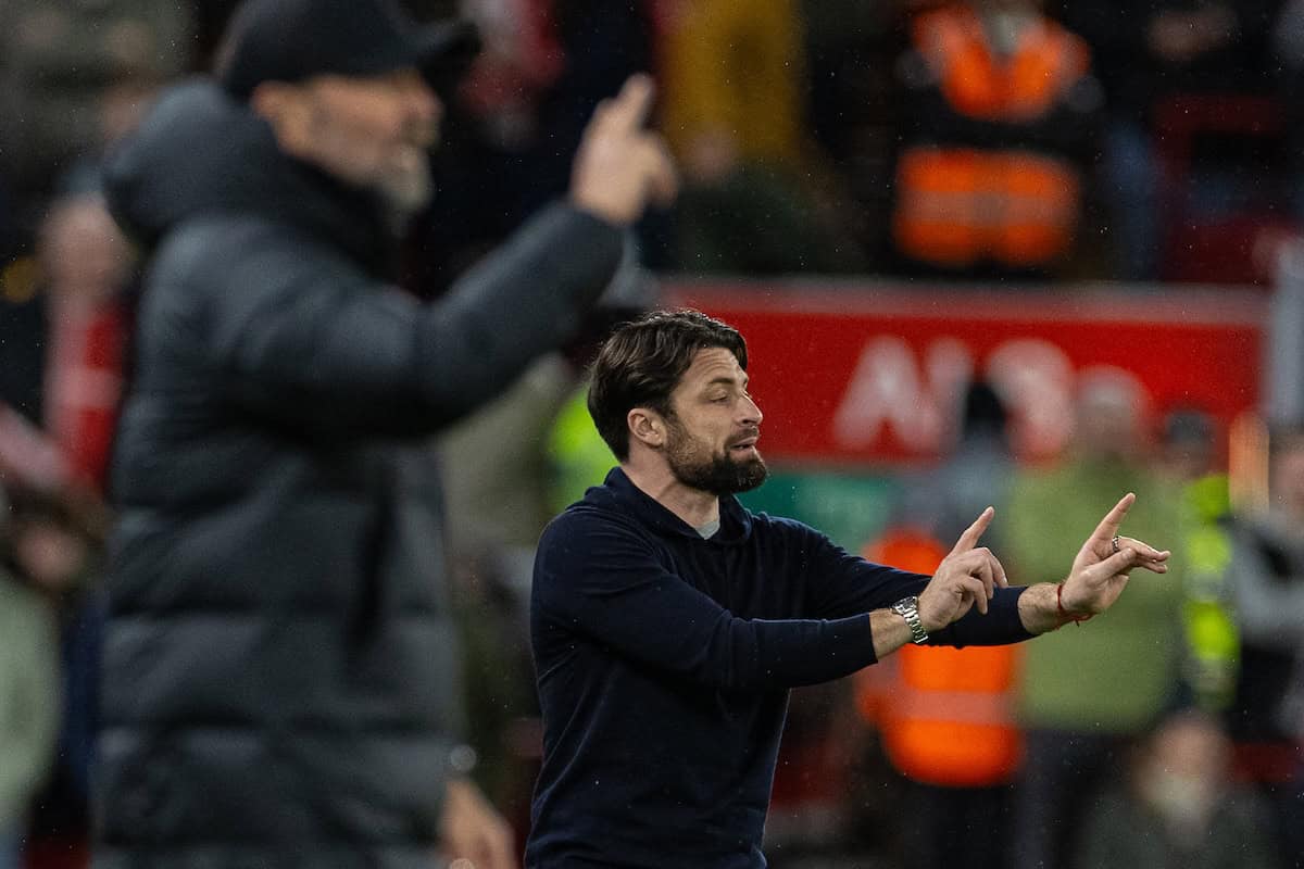 LIVERPOOL, ENGLAND - Wednesday, February 28, 2024: Southampton's manager Russell Martin during the FA Cup 5th Round match between Liverpool FC and Southampton FC at Anfield. Liverpool won 3-0. (Photo by David Rawcliffe/Propaganda)