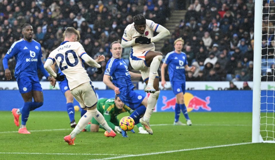 Palmer thought he'd scored but his goal-bound shot was blocked by Madueke