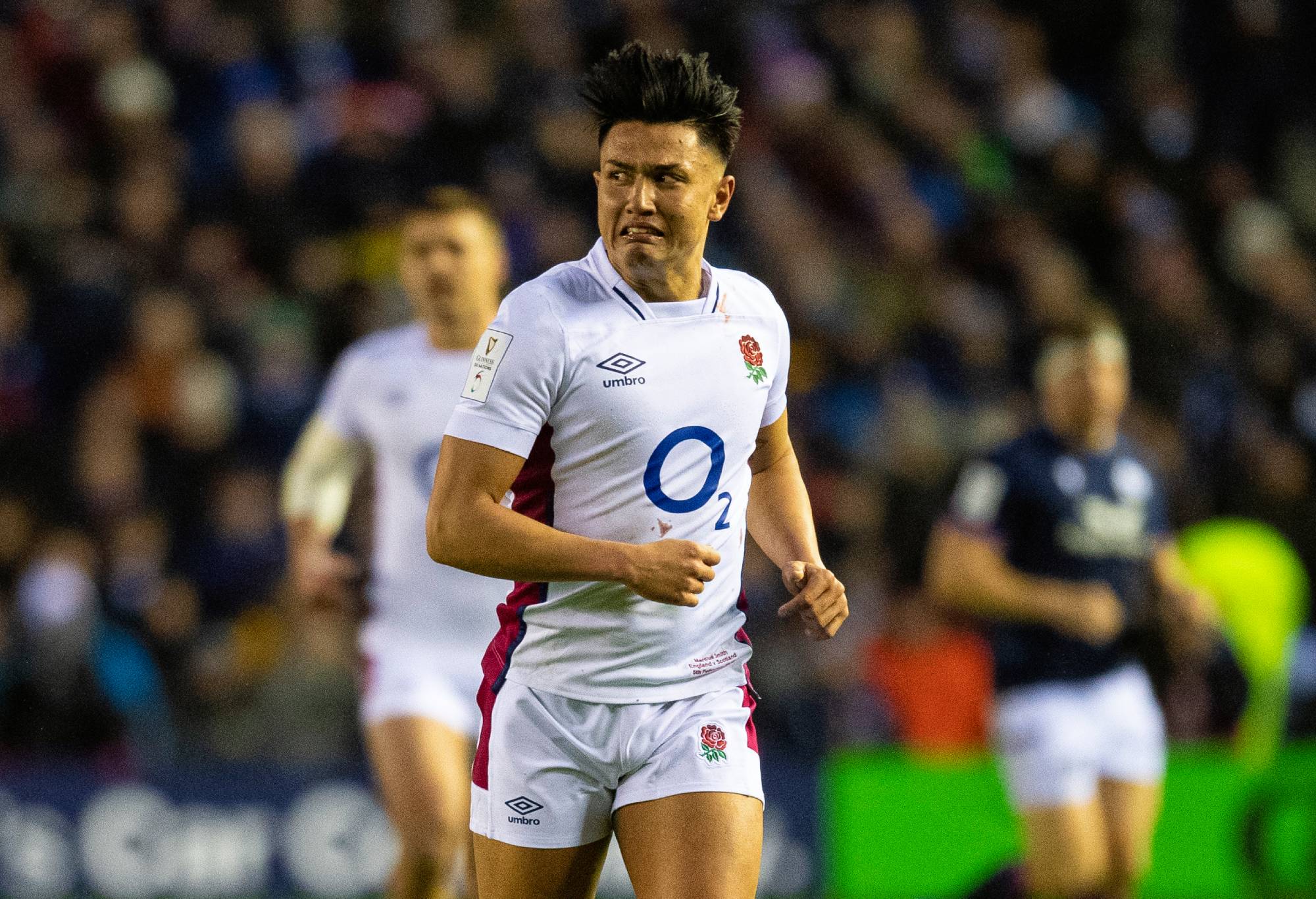 Marcus Smith in action for England during a Guinness Six Nations match between Scotland and England at BT Murrayfield, on February 05, 2022, in Edinburgh, Scotland. (Photo by Ross MacDonald/SNS Group via Getty Images)