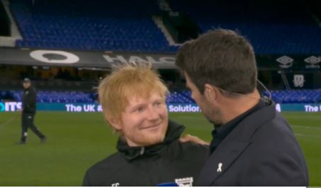 Sheeran shook hands with Redknapp before leaving the pitch