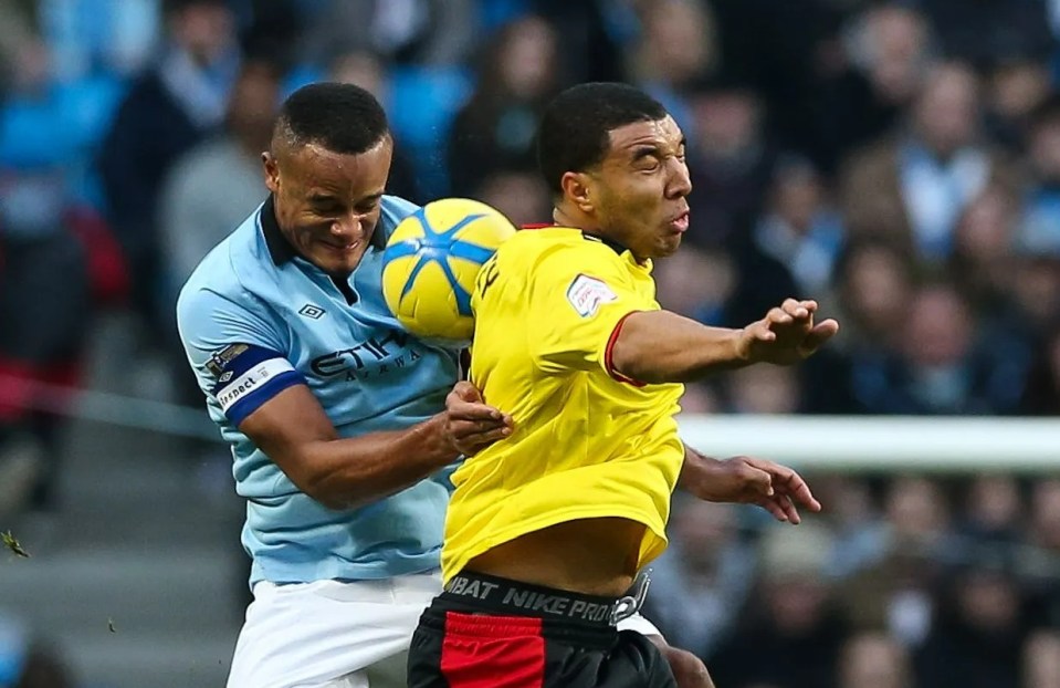 Deeney had a torrid time against Manchester City while playing for Watford