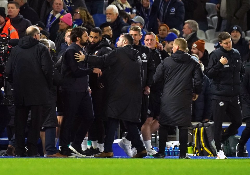 Southampton manager Martin and Brighton boss Hurzeler clashed after the whistle