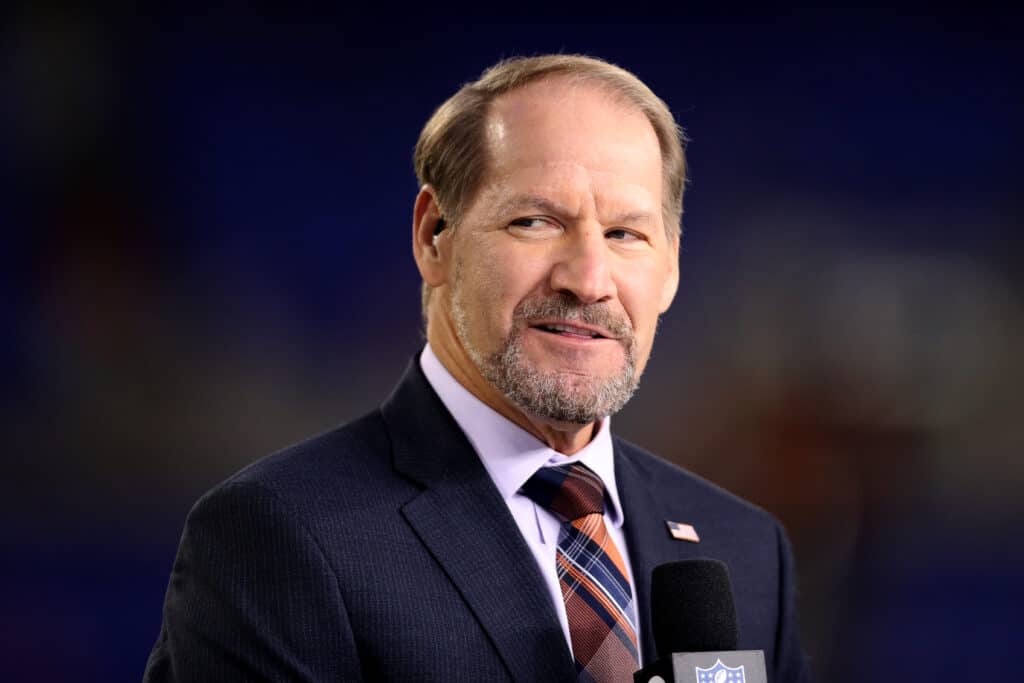 BALTIMORE, MD - OCTOBER 26: NFL Network analyst Bill Cowher appears on set during the Baltimore Ravens and Miami Dolphins game at M&T Bank Stadium on October 26, 2017 in Baltimore, Maryland.