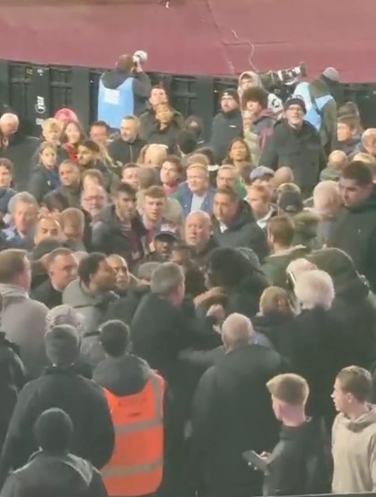 Fans brawled in the stands at the London Stadium on Saturday night