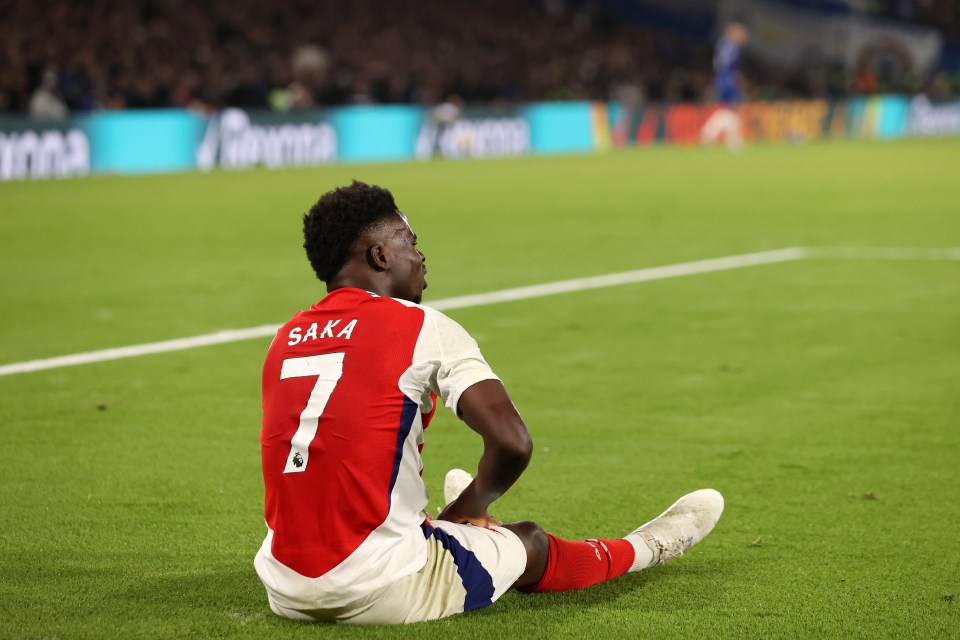 Saka couldn't continue for Arsenal against the Blues