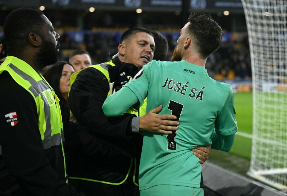 Wolves' keeper Sa had an altercation with one of the home fans at the Molineux