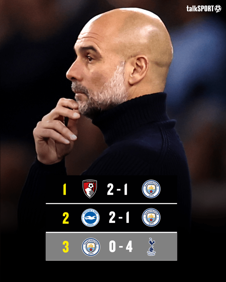 It was a night to forget for Pep Guardiola who has not lost 5 times in a row