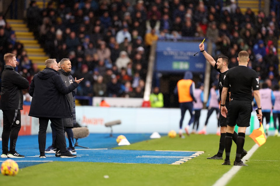 Cooper was booked by Madley in the second half of Leicester's 2-1 loss to Chelsea