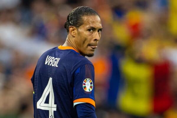 MUNICH, GERMANY - Tuesday, July 2, 2024: Netherlands' captain Virgil van Dijk during the UEFA Euro 2024 Round of 16 match between Romania and the Netherlands at the Allianz Arena. (Photo by David Rawcliffe/Propaganda)