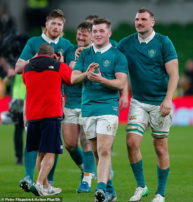 Leinster hooker Gus McCarthy (centre) scored the game's winning try in the 76th minute