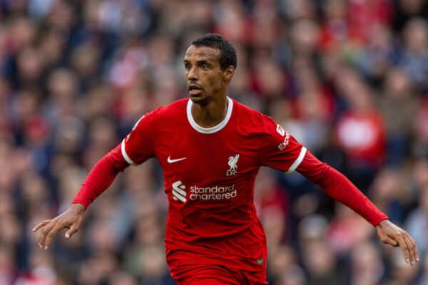 LIVERPOOL, ENGLAND - Sunday, September 24, 2023: Liverpool's Joël Matip during the FA Premier League match between Liverpool FC and West Ham United FC at Anfield. (Pic by David Rawcliffe/Propaganda)