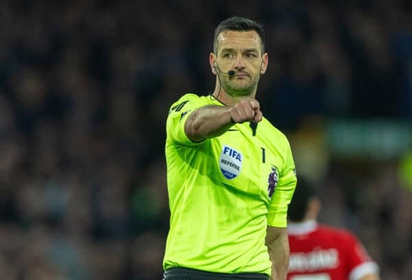 LIVERPOOL, ENGLAND - Wednesday, April 24, 2024: Referee Andrew Madley during the FA Premier League match between Everton FC and Liverpool FC, the 244th Merseyside Derby, at Goodison Park. Everton won 2-0. (Photo by David Rawcliffe/Propaganda)