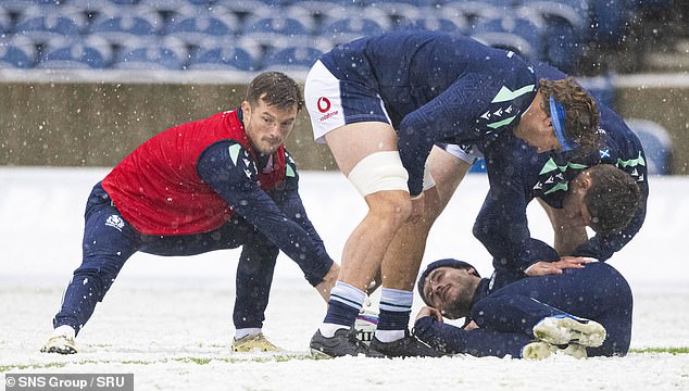 Scotland players prepare for Australia's visit to Murrayfield on Sunday