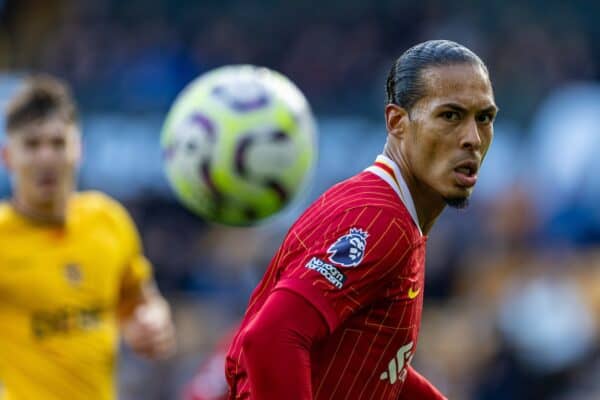 WOLVERHAMPTON, ENGLAND - Saturday, September 28, 2024: Liverpool's captain Virgil van Dijk during the FA Premier League match between Wolverhampton Wanderers FC and Liverpool FC at Molineux Stadium. (Photo by David Rawcliffe/Propaganda)