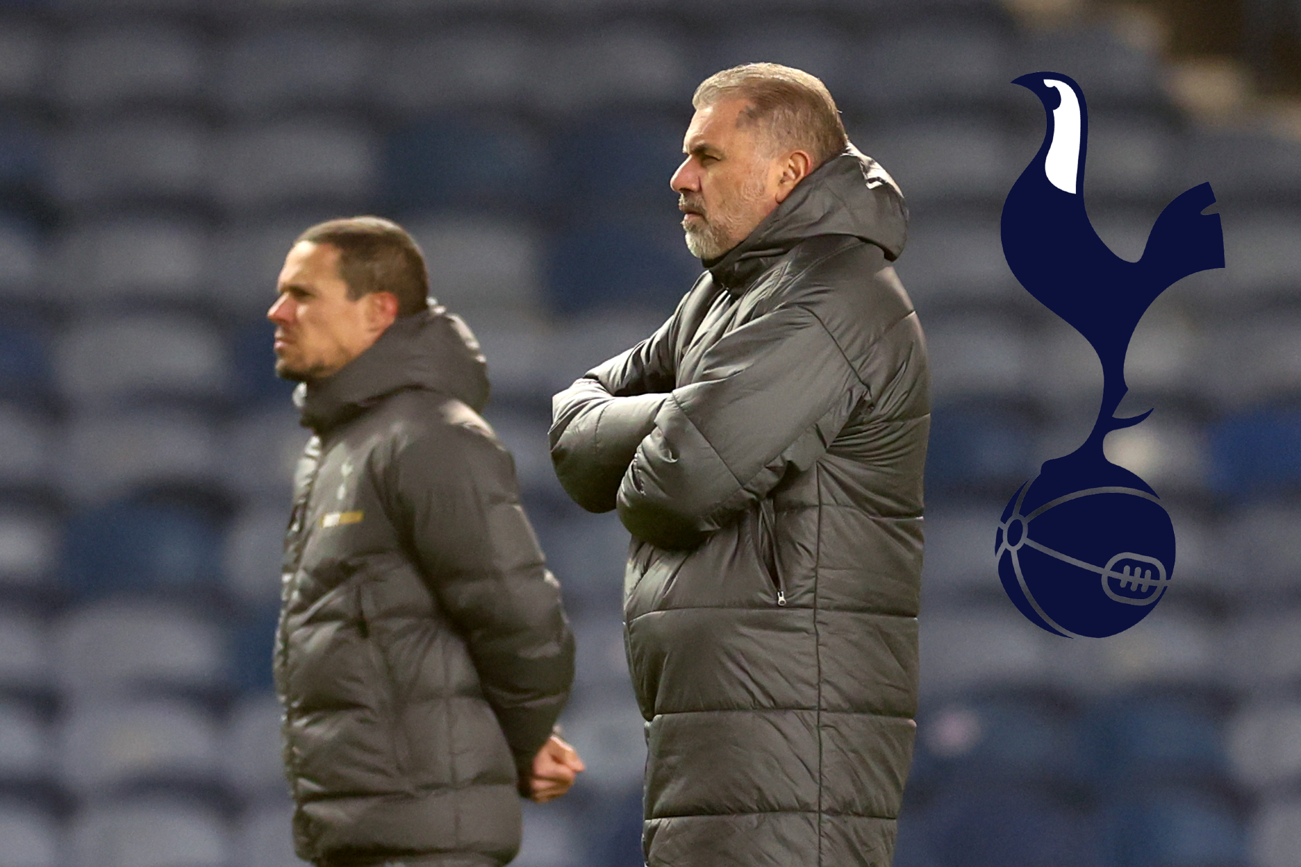 Ange Postecoglou, Manager of Tottenham Hotspur, looks on