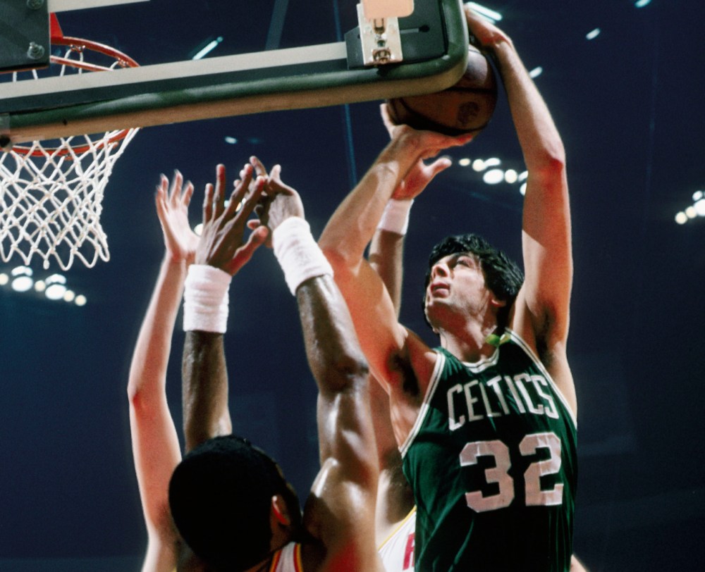 Kevin McHale, May 1981; Houston, TX, USA: FILE PHOTO; Boston Celtics forward Kevin McHale (32) in action against the Houston Rockets during the 1980-81 NBA Finals at the Summit. Mandatory Credit: