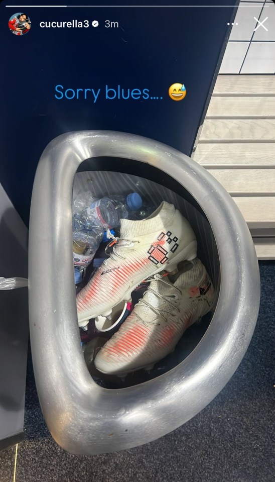 Cucurella chucked his boots in the bin after the win