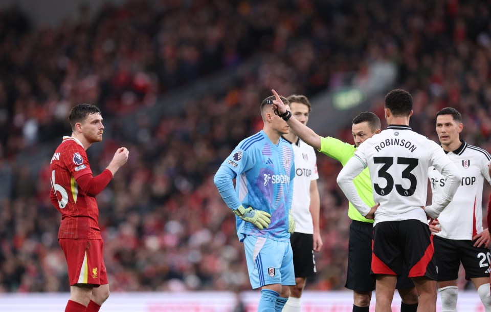 Robertson's dismissal meant Liverpool had one less player for most of the match