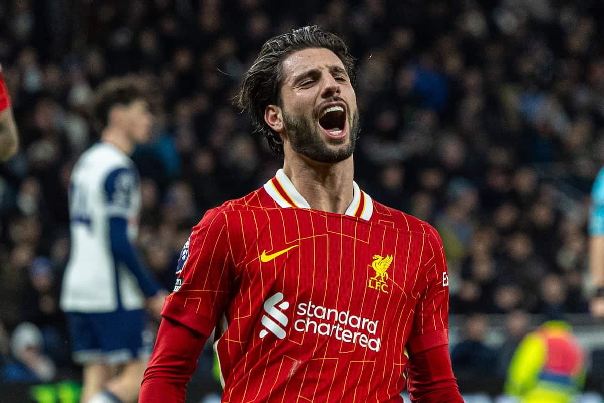 LONDON, ENGLAND - Sunday, December 22, 2024: Liverpool's Dominik Szoboszlai celebrates after scoring his side's third goal during the FA Premier League match between Tottenham Hotspur FC and Liverpool FC at the Tottenham Hotspur Stadium. (Photo by David Rawcliffe/Propaganda)