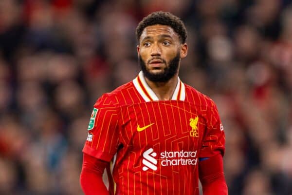 LIVERPOOL, ENGLAND - Wednesday, September 25, 2024: Liverpool's Joe Gomez during the Football League Cup 3rd Round match between Liverpool FC and West Ham United FC at Anfield. (Photo by Ryan Brown/Propaganda)