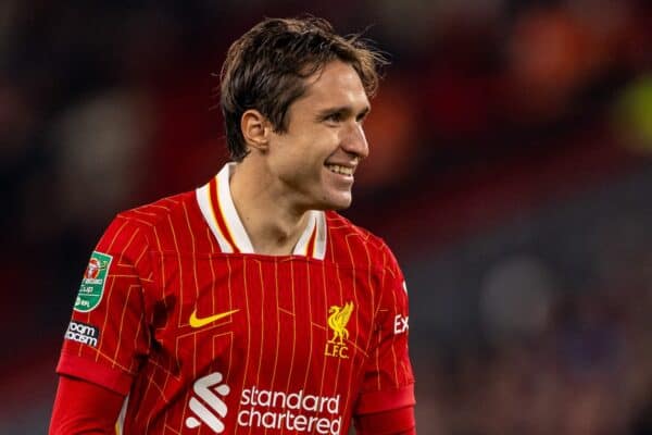 LIVERPOOL, ENGLAND - Wednesday, September 25, 2024: Liverpool's Federico Chiesa during the Football League Cup 3rd Round match between Liverpool FC and West Ham United FC at Anfield. (Photo by Ryan Brown/Propaganda)