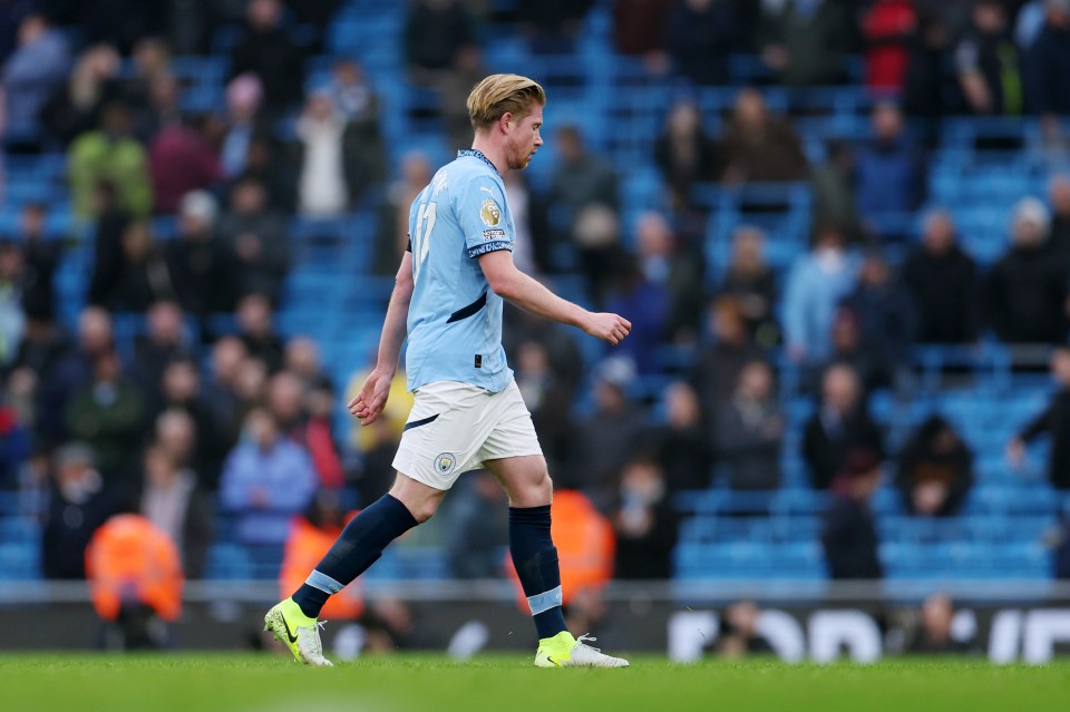 De Bruyne headed straight towards the tunnel after City dropped more points