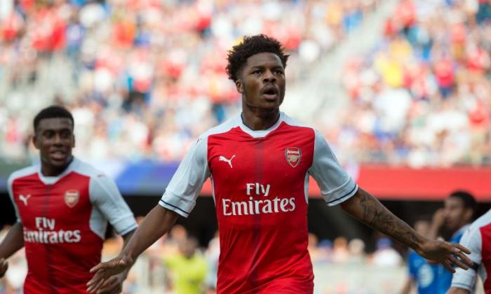 Akpom and Iwobi (left) crossed paths at the Emirates