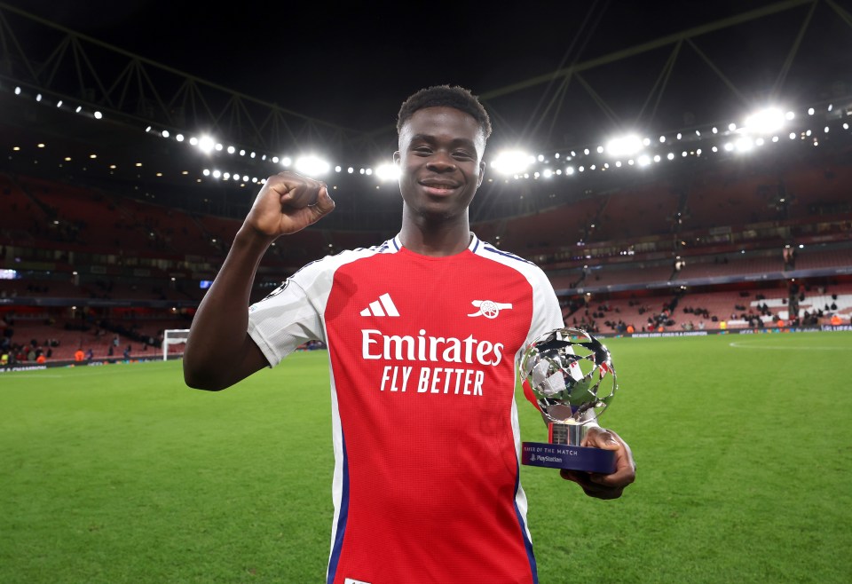 Saka claimed another man of the match award, this time against Monaco