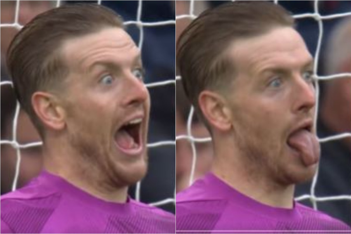 Jordan Pickford distracts Erling Haaland by pulling funny faces