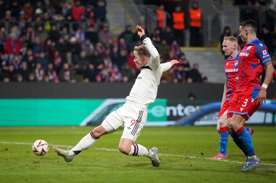 Hojlund scored twice for Manchester United against Viktoria Plzen