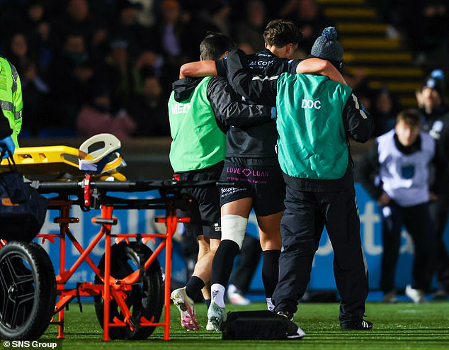 The fly-half was helped from the pitch and subsequent tests have revealed a fractured jaw